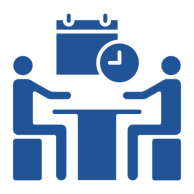 Business meeting icon with clock