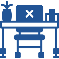 Desk with laptop and plant icon